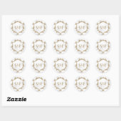 Wit Marmer en Gouden Badge Monogram Envelopzegel Ronde Sticker (Vel)