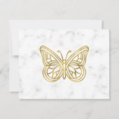 Wit Marmer en Gouden Vlinder Gepersonaliseerd Notitiekaartje (Achterkant)