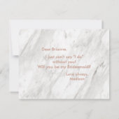 Wit marmer en Roos Gold word mijn Bridesmaid. Kaart (Achterkant)