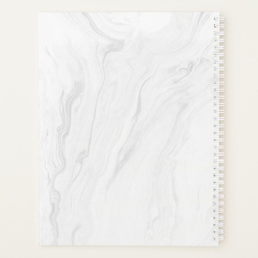 Wit marmer en Roos goud | Gepersonaliseerde planne Planner (Achterkant)
