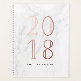 Wit marmer en Roos goud | Gepersonaliseerde planne Planner