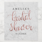 Wit Marmer Faux Roos Goud Vrijgezellenfeest Label Wijn Etiket (Enkel label)