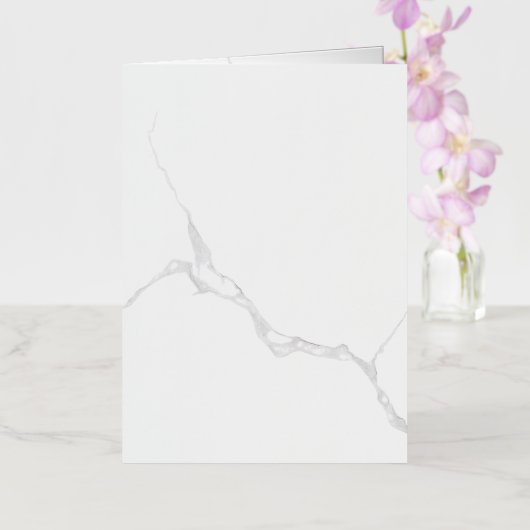 Wit Marmer Folie Feestdagenkaart (Orchidee)
