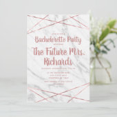 Wit marmer geo vrijgezellenfeest uitnodiging (Staand voorkant)