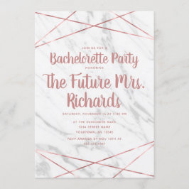 Wit marmer geo vrijgezellenfeest uitnodiging