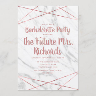 Wit marmer geo vrijgezellenfeest uitnodiging