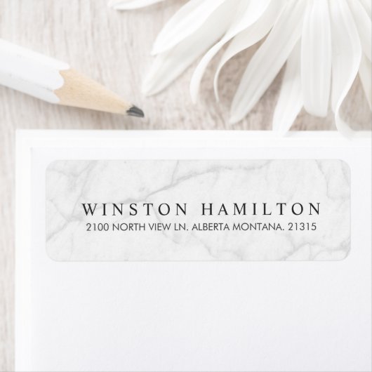 Wit Marmer | Gepersonaliseerd retouradres Etiket (Insitu)
