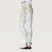 Wit Marmer Gevlekt Goud Glitter Leggings (Links)