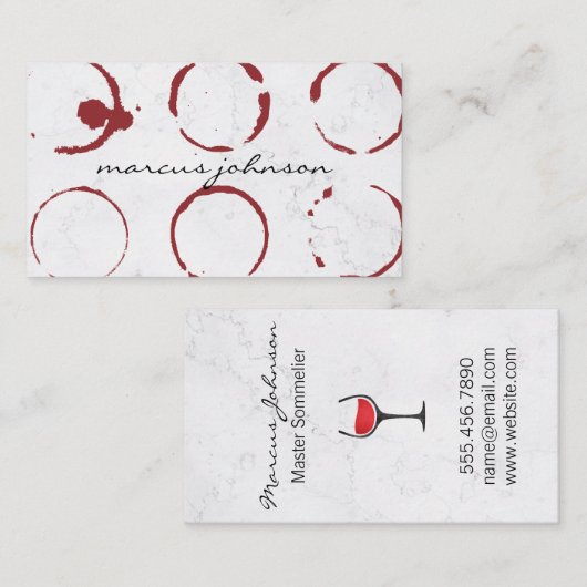 Wit Marmer | Glas met wijnvlekken Visitekaartje (Voorkant / Achterkant)