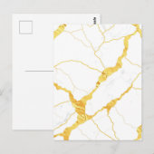 Wit Marmer Goud Aderen Patroon Briefkaart (Voorkant / Achterkant)