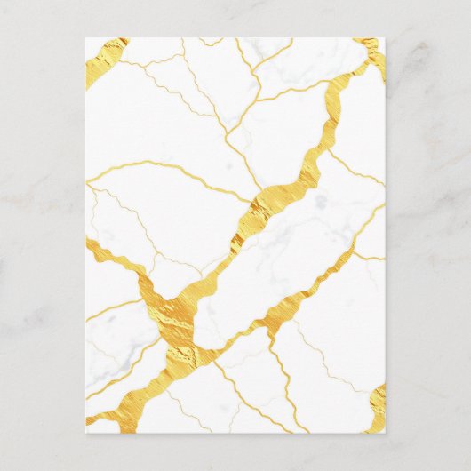 Wit Marmer Goud Aderen Patroon Briefkaart (Voorkant)