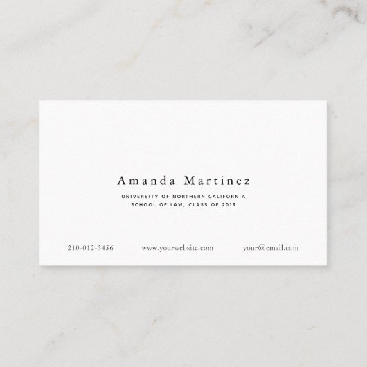 Wit Marmer Goud Afstuderen Student Bellen Kaart Visitekaartje (Achterkant)