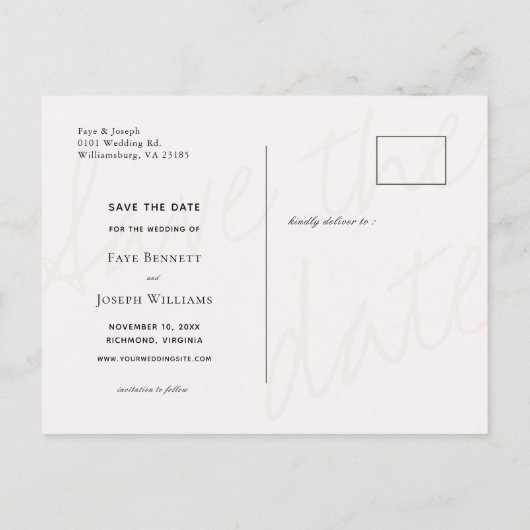 Wit marmer goud Bewaar de datum Aankondigingskaart (Achterkant)