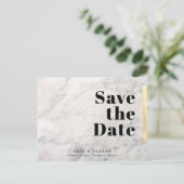 Wit marmer goud Bewaar de datum Aankondigingskaart (Staand voorkant)
