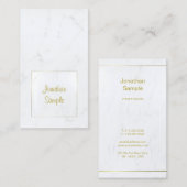 Wit Marmer Goud Elegant Script Plain Luxe Visitekaartje (Voorkant / Achterkant)