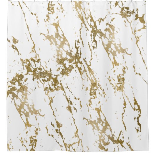 Wit Marmer Goud Metallic Folie Print Douchegordijn (Voorkant)