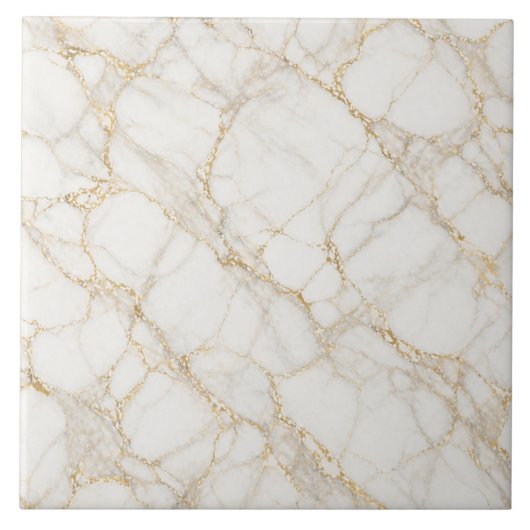 Wit Marmer Goud Naadloos Luxe Textuur Tegeltje (Voorkant)