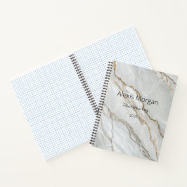 Wit Marmer Goud Notitieboek