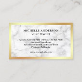 Wit Marmer Goud Piano Toetsenbord Leraar Pianist Visitekaartje (Achterkant)