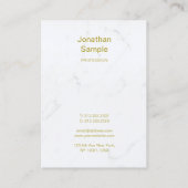 Wit Marmer Goud Script Luxe Sjabloon Modern Visitekaartje (Achterkant)