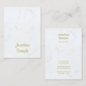 Wit Marmer Goud Script Luxe Sjabloon Modern Visitekaartje (Voorkant / Achterkant)