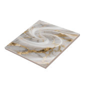 Wit Marmer Goud Wervelpatroon Tegeltje (Zijkant)