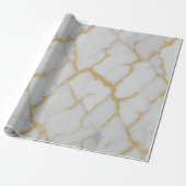 Wit Marmer & Gouden Aderen | Luxe Inpakpapier (Uitgerold)
