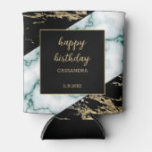 Wit Marmer Gouden Folie Verf Textuur Verjaardag Blikjeskoeler (Voorkant)