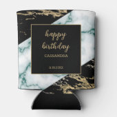 Wit Marmer Gouden Folie Verf Textuur Verjaardag Blikjeskoeler (Achterkant)