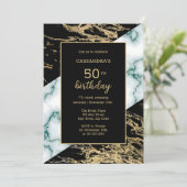 Wit Marmer Gouden Folie Verf Textuur Verjaardag Kaart (Staand voorkant)