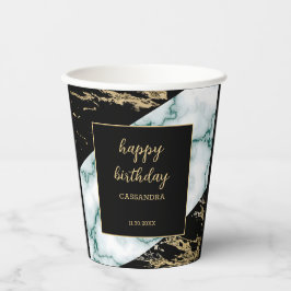 Wit Marmer Gouden Folie Verf Textuur Verjaardag Papieren Bekers