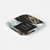 Wit Marmer Gouden Folie Verf Textuur Verjaardag Papieren Bordje (Gebogen)