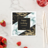 Wit Marmer Gouden Folie Verf Textuur Verjaardag Servet (Insitu)