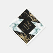 Wit Marmer Gouden Folie Verf Textuur Verjaardag Servet (Hoek)