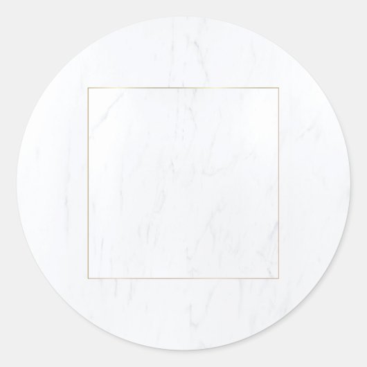 Wit Marmer Gouden Frame Modern Elegant Eenvoudig Ronde Sticker (Voorkant)