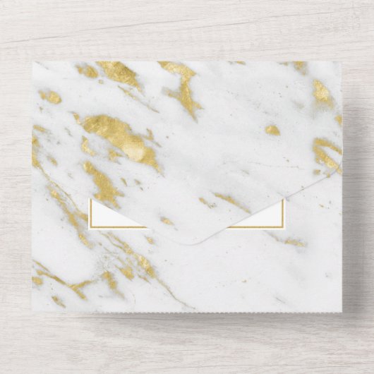 Wit Marmer Gouden Glitter Bruiloft Uitnodiging (Achterkant)