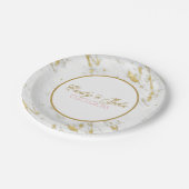Wit Marmer Gouden Glitter- Sla de datum Papieren Bordje (Gekanteld)