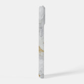 wit marmer gouden glitters monogram iPhone 15 case (Rechterkant)
