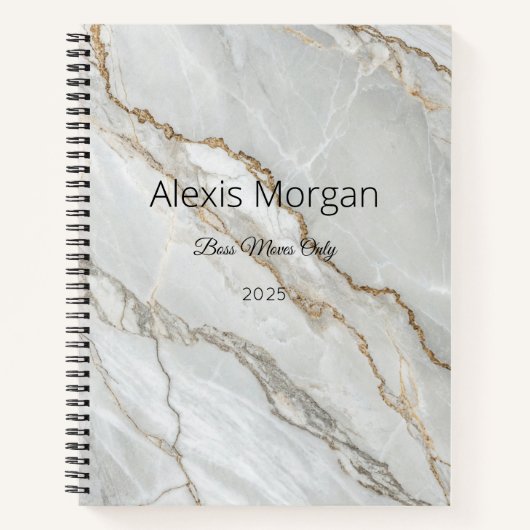 Wit Marmer Gouden Notitieboek (Voorkant)