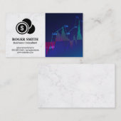 Wit Marmer | Grafiek van de aandelenmarkt | Munten Visitekaartje (Voorkant / Achterkant)