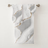 Wit marmer grijs agaat goud glitters bad handdoek (Insitu)