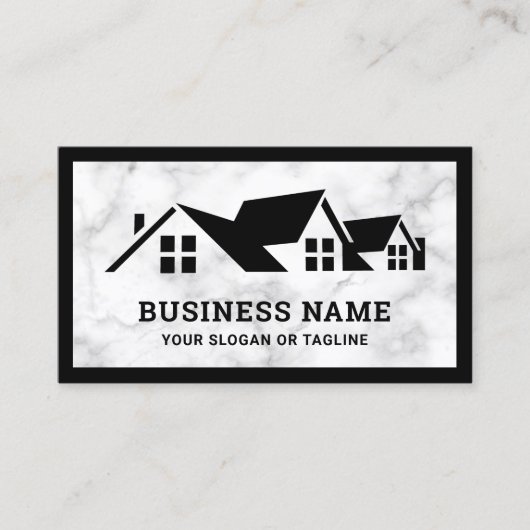 Wit-marmer House Rooffer Construction Roofer Visitekaartje (Voorkant)