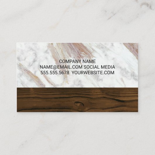 Wit Marmer | houtversiering | Monogram Visitekaartje (Achterkant)