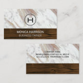 Wit Marmer | houtversiering | Monogram Visitekaartje (Voorkant / Achterkant)