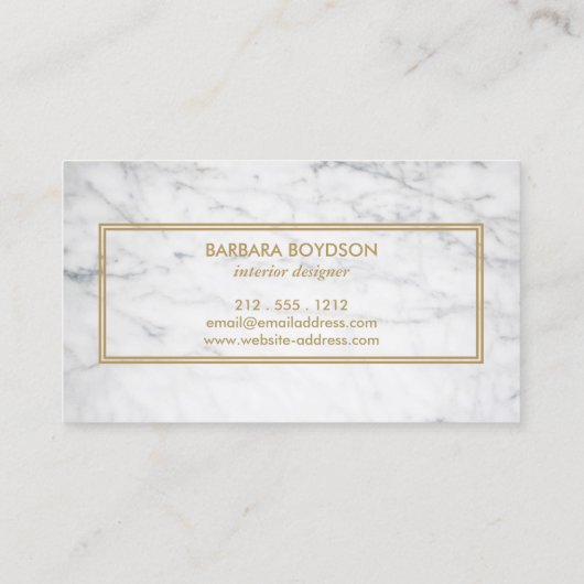 WIT MARMER INTERIEUR DESIGNER VISITEKAARTJE (Achterkant)