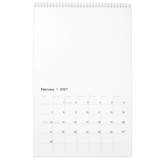 Wit Marmer Kalender (Feb 2027)