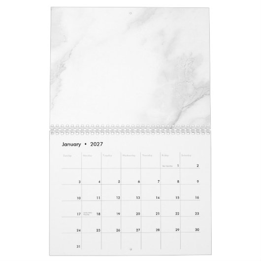 Wit Marmer Kalender (Jan 2027)