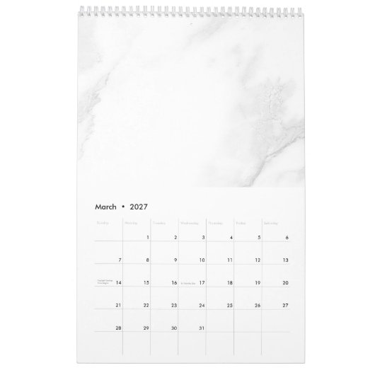 Wit Marmer Kalender (Mar 2027)