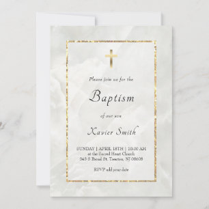 wit marmer katholieke doop uitnodiging