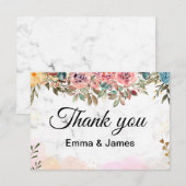 Wit Marmer Kleurrijk Creatief Aquarel Bedankkaart (Voorkant / Achterkant)